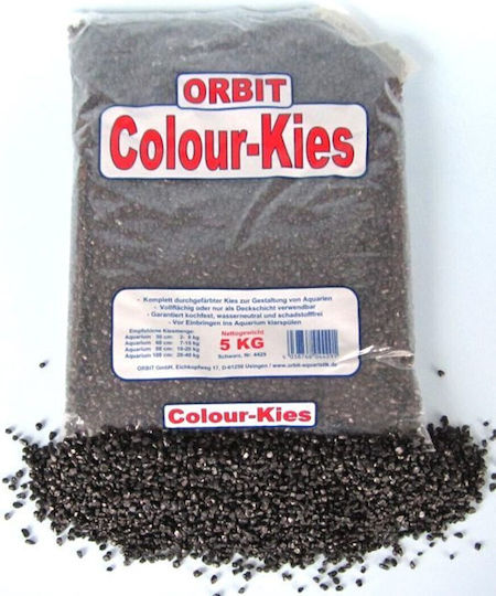 Natürliches Kies Aquariumboden Orbit Schwarzer Farbiger Kies 3-5 Mm 15 Kg