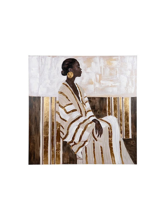 Canvas Painting Woman White Gold 100x3.5x100cm ...