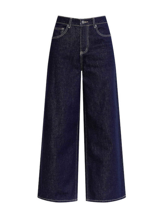 Celestino Γυναικείο Τζιν Wide Leg Βαμβάκι Loose Fit Σκούρο Μπλε