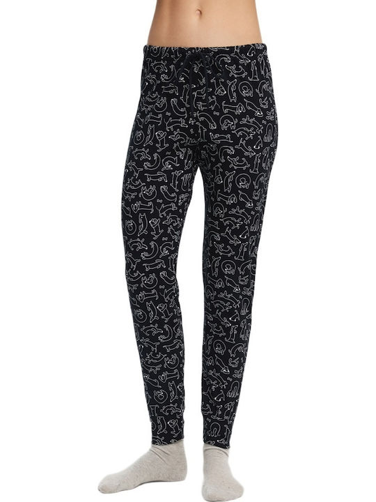 Minerva Pantaloni de Pijama Dama de Iarnă Negru