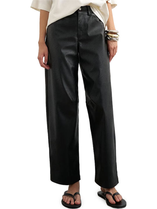 Women's Fabric Trousers in Loose Fit Black