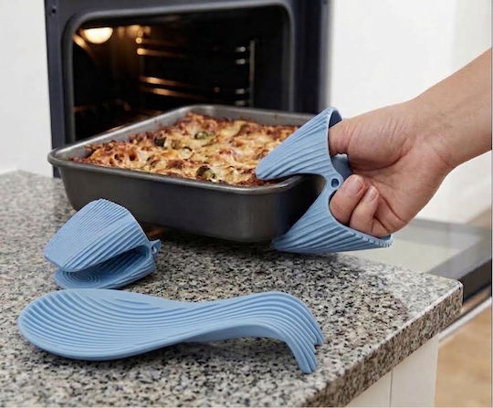 Cooking Utensil Set from Silicone With Stand Light Blue Kitchen