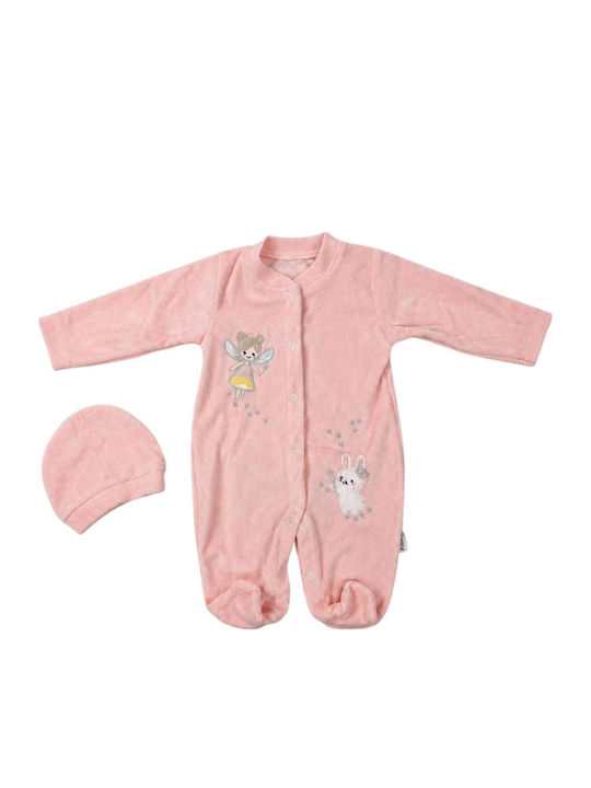 Annora Baby Velvet Baby Bodysuit Salmon