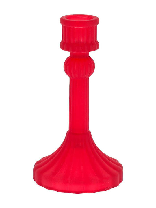Beauty Home Kerzenhalter Glas in Roter Farbe 8x8x15cm