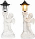 Lampă Solară Led pentru Cimitir și Grădină Ubx Inger 300 Mah Senzor Crepuscular Rășină 20 × 14.5 × 49 Cm Albă