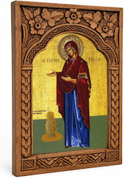 Panagia Gerontissa Wooden Carved Frame Myrofyllo 16cm
