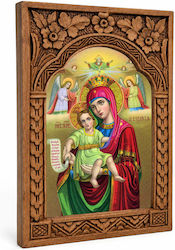 Panagia Eleousa Wooden Carved Frame Myrofyllo 16cm Panagia Eleousa Wooden Carved Frame Myrofyllo 16cm