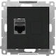 Kontakt-Simon Single External Network Socket RJ45 Cat6 Type in Black Colour T61.01/149