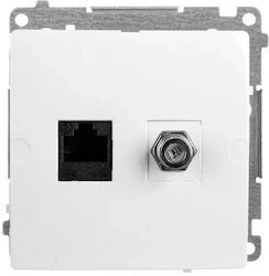 Kontakt-Simon Double External Network Socket RJ45 Cat6 Type in White BMAFRJ45.01/11