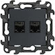 Kontakt-Simon Doppelter Netzwerksteckdose RJ45 in Grau Farbe N52.01/38