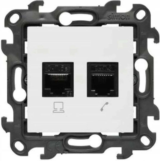 Kontakt-Simon Διπλή Πρίζα Δικτύου και Τηλεφώνου RJ45/RJ11 Τύπου Cat5e σε Λευκό Χρώμα N5T.01/11