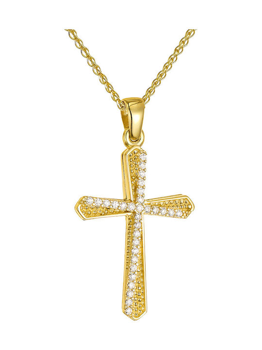 Papoulidis Jewellery Дамски Златен Кръст 14 Карата Двулицев Без Верижка