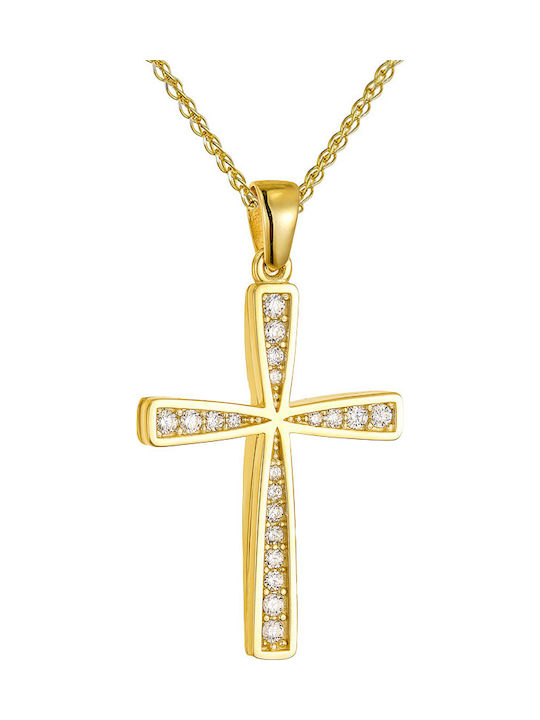 Papoulidis Jewellery Дамски Златен Кръст 14 Карата Двулицев Без Верижка