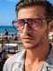 Sharks Bay Clothing Men's Sunglasses with Black Horn-Rimmed Frame and Pink Lens