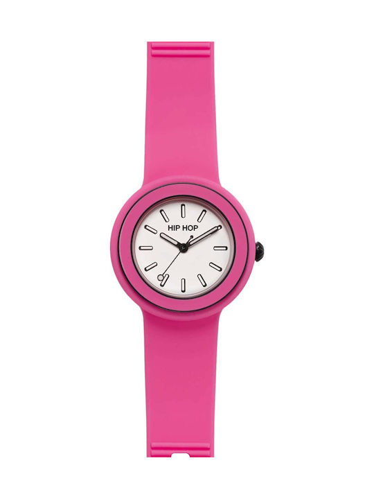 HipHop Women's Watch Battery with Rubber Strap Bubble Gum Fuchsia