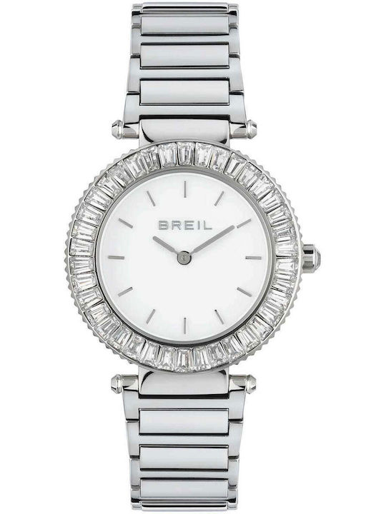Women's Watch Battery with Stainless Steel Strap Silver