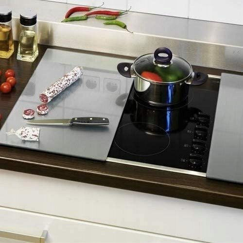 Zeller Metal Protective Kitchen Plates Hob Cover 2 Pieces Glass Multicolored