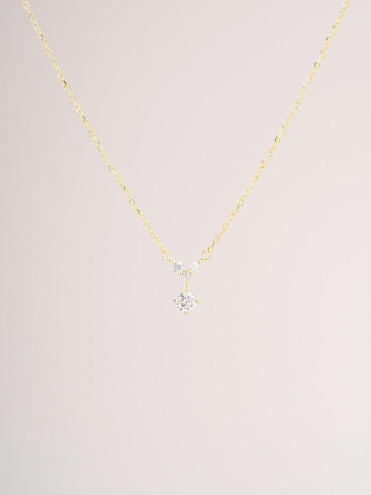 Late Again Necklace From Gold Plated Silver With Zircon Late Again Necklace From Gold Plated Silver With Zircon