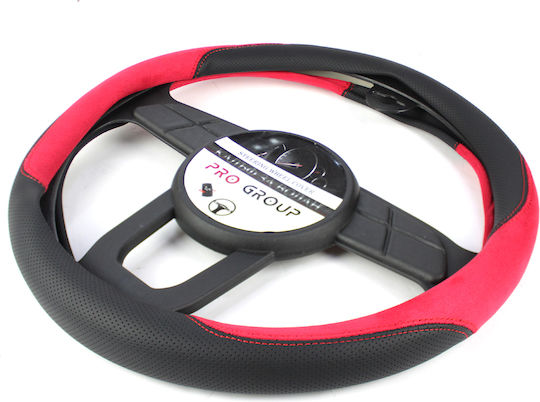 Steering Wheel Cover 38 Cm Black Red 394