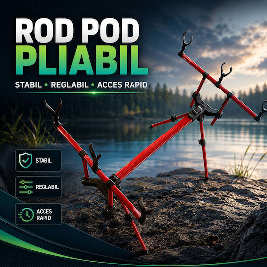 Foldable Rod Pod Fishing Rods Red Black