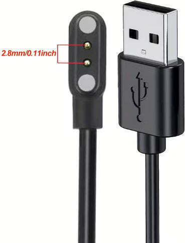 2 Пина 2.8 мм Зарядно Докинг Стойка За Смарт Часовник USB Кабел За Зареждане 50 см Черен