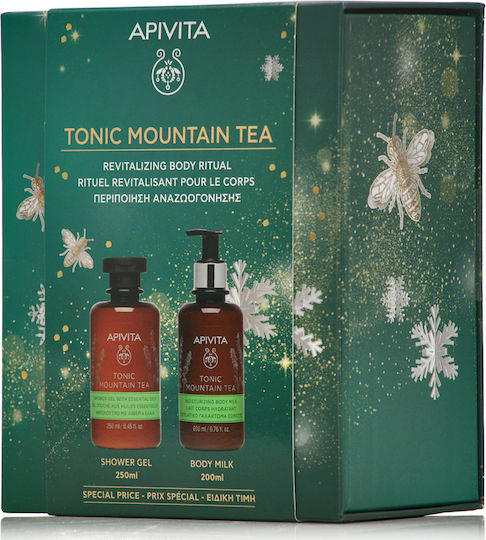 Apivita Tonic Mountain Tea Skin Care Set for Body Cleaning & Moisturizing
