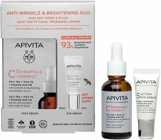 Apivita Bee Tech Concentrates C15 Propolis Correct Skin Care Set for Anti-ageing, Brightening & Moisturizing
