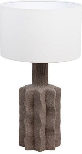 Eurolamp Керамичен Портатиф за Накрайник E27 LED с Бял Абажур и Сива Основа