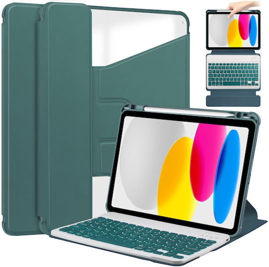 Uniq 360 Калъф за таблет Клавиатура Apple iPad 10.9 2022 Gen 10 11 2025 A16 Gen 11 Apple iPad 11 2025 Apple iPad 10 2024 Зелен Защитен
