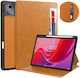 4kom L Калъф за таблет Кожен калъф с джобове Lenovo Tab M11 10.95 Tb330fu Tb330xu Tb331fc Кафяв