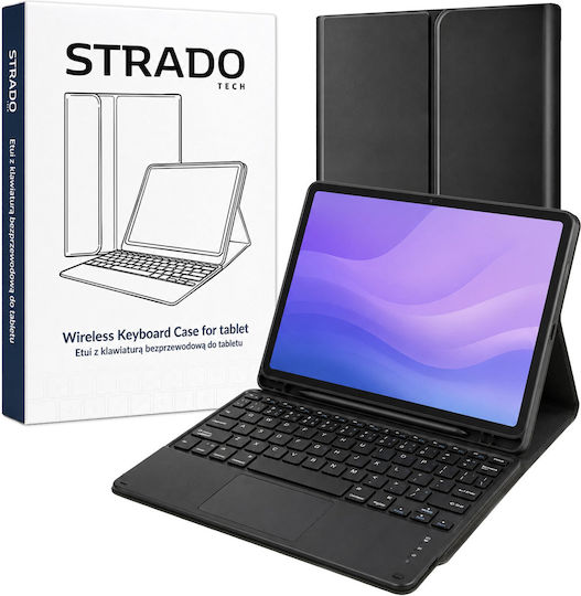 4KOM Калъф С Тъчпад Клавиатура За Galaxy Tab S10 Lite 10.9 Sm-x406 Sm-x400 2025 Защитен Черен