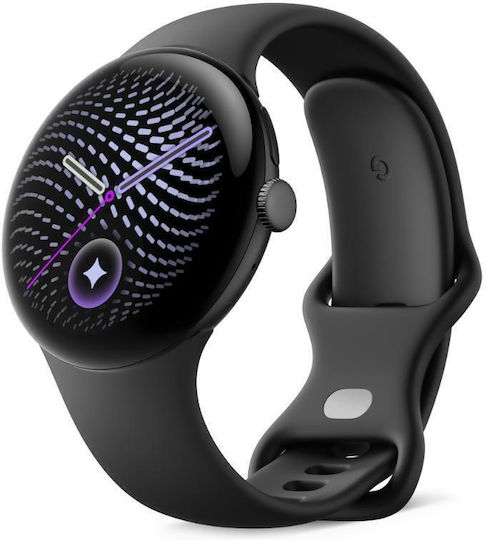 Google Pixel Watch 5 Алуминиев 45 мм Водоустойчив с Пулсомер (Матово Черен Алуминиев Корпус / Obsidian Активна Каишка)