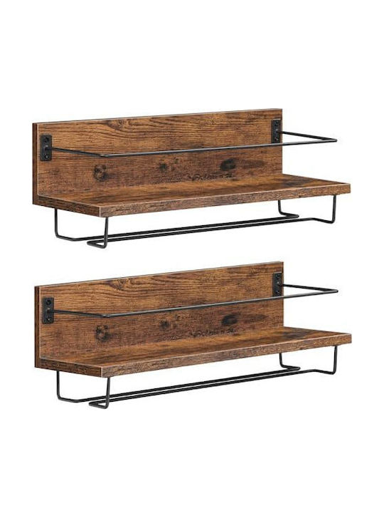 Hoobro Wall Mounted Metallic Brown Bottle Rack 38x15x14cm
