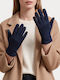 Navy Marineblaue Damen Lederhandschuhe Berührung G9561