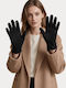 Schwarze Damen Lederhandschuhe Berührung G9561
