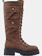 Wildleder Damenstiefel mit mittlerem Absatz Braun
