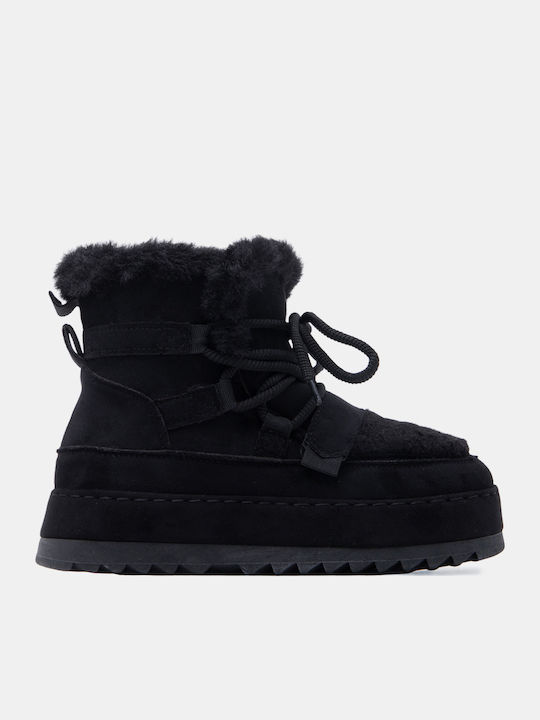 Women's Ankle Boots with Fur Black