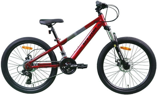 Sector 27.5" Κόκκινο Mountain Bike με Ταχύτητες και Μηχανικά Δισκόφρενα