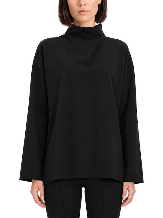 MY T Damen Bluse Langärmelig Schwarze