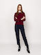Damen Bluse Baumwolle Burgundisch