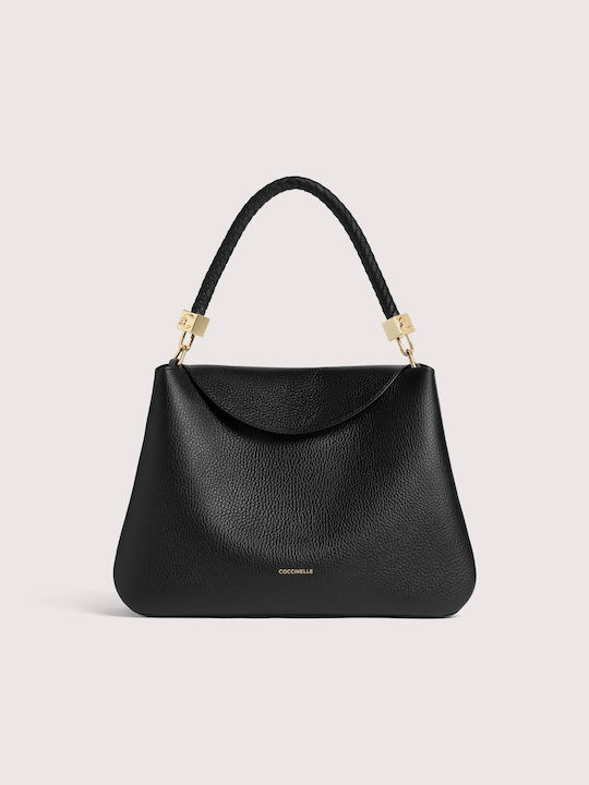 Leather Knitted Women's Tote Bag Black