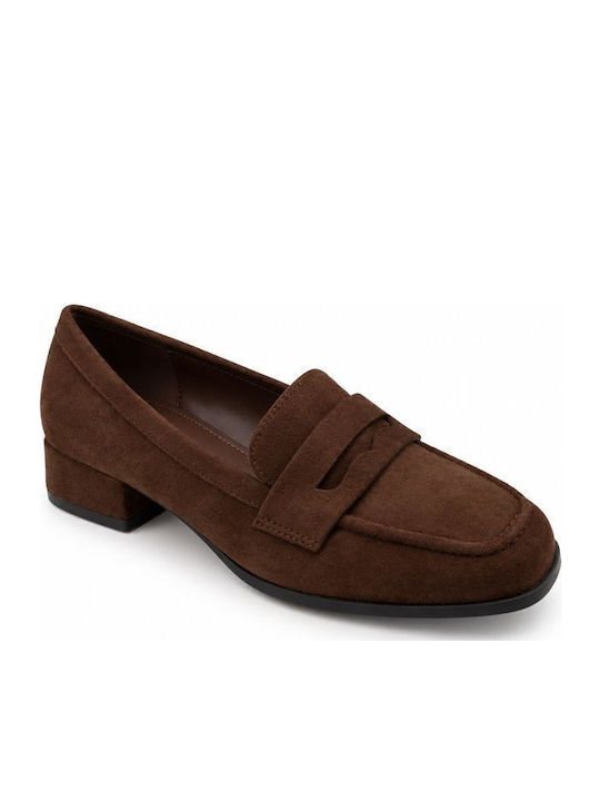 Suede Γυναικεία Μοκασίνια σε Καφέ Χρώμα