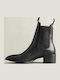 Leder Damen Chelsea-Stiefel Schwarz