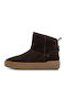 Leather Women's Ankle Boots with Fur Brown
