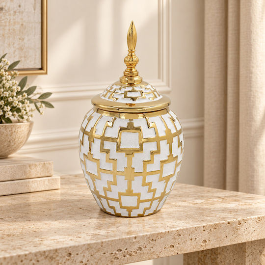 Keskor Decorative Vase Ceramic White 16x16xH28cm