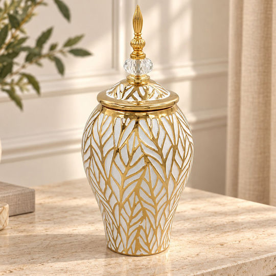 Keskor Decorative Vase Ceramic White 16x16xH36cm