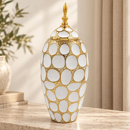 Keskor Decorative Vase Ceramic White Φ18xH42cm