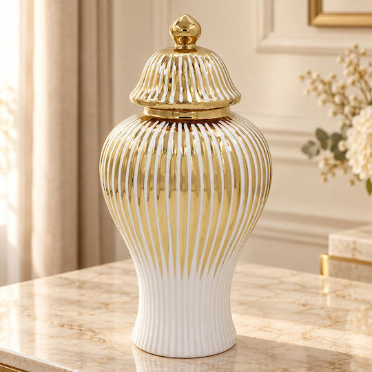 Keskor Decorative Vase Ceramic White 18x18xH36cm