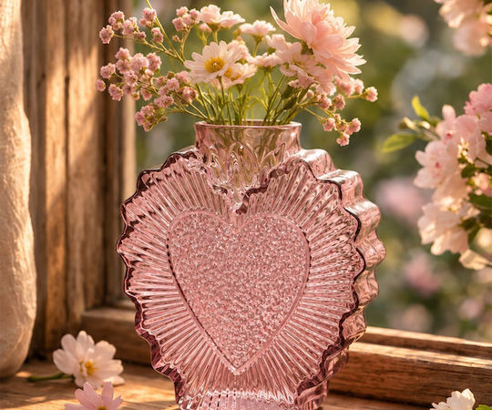 Kaemingk Decorative Pink Glass Vase 21x10xH21cm