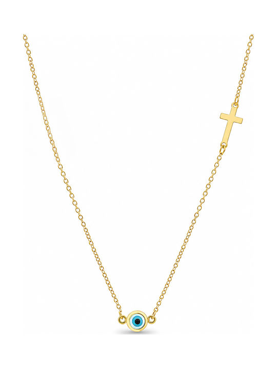 Daskalakis Doppeltes Halskette Talisman Auge aus 14K Gold